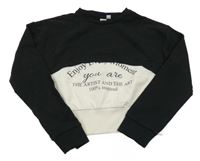 Černo-bílá crop mikina s nápisem Miniconf 