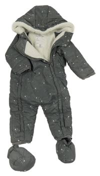 Šedá šusťáková zimní kombinéza s hvězdičkami a kapucí La Redoute