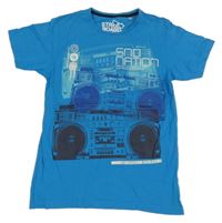 Modré tričko s potiskem rádií C&A