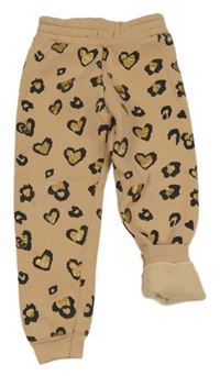 Béžové vzorované cuff teplé tepláky 