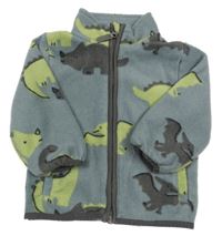 Šedá fleecová propínací mikina s dinosaury George