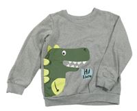 Šedá melírovaná mikina s dinosaurem Lupilu