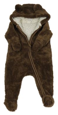 Hnědá chlupatá podšitá kombinéza s kapucí H&M