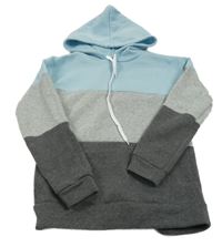 Šedo-světlemodrá mikina s kapucí 