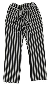 Černo-bílé pruhované volné kalhoty s páskem River Island