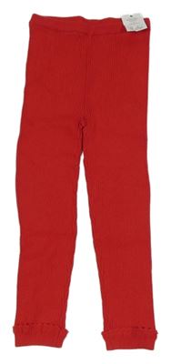 Nové - Červené žebrované pletené legíny George