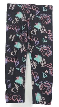 Tmavošedé capri legíny s jednorožci Primark 
