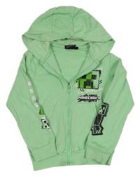 Pistáciová propínací mikina Minecraft s kapucí 