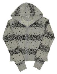 Šedá propínací crop mikina s hvězdičkami kapucí New Look