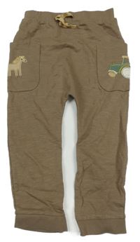 Béžové cargo tepláky s traktorem Nutmeg