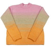 Růžovo-hnědobéžovo-oranžový melírovaný vlněný svetr zn. H&M