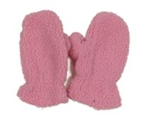 Růžové huňaté huňaté rukavice H&M