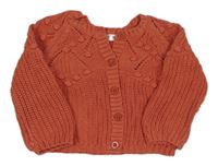 Jahodový žebrovaný propínací svetr se vzorem sinsay