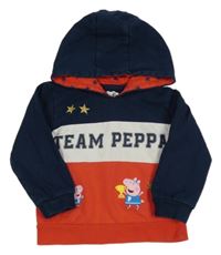 Tmavomodro-bílo-červená mikina s Peppa Pig a kapucí character