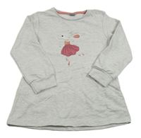 Světlešedá melírovaná tepláková šatová tunika s myškou/baletkou Kiki&Koko