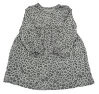 Šedo-tmavošedé vzorované melírované úpletové šaty se srdíčky George