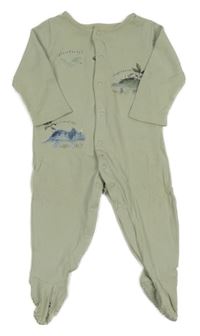 Světleolivový overal s dinosaury Tu