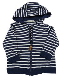 Tmavomodro-bílá pruhovaná propínací mikina s kapucí John Lewis