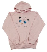 Světlerůžová mikina s potiskem a kapsou a kapucí aykiz