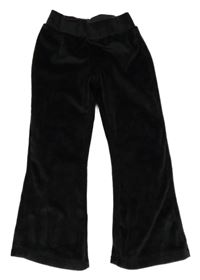Černé flare plyšové kalhoty Tu