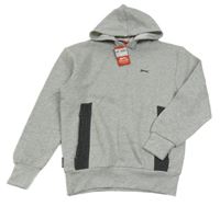 Nové - šedá melírovaná mikina s logem a kapucí Slazenger