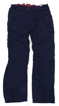 Tmavomodré plátěné podšité kalhoty C&A