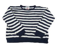 Tmavomodro-bílý pruhovaný vzorovaný oversize svetr Topolino