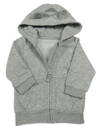 Šedá melírovaná propínací mikina s kapucí s oušky George