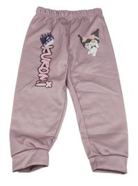 Starorůžové teplé tepláky s obrázkem - KUROMI