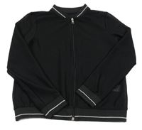 Černá vzorovaná/síťovaná propínací mikina s nápisy C&A