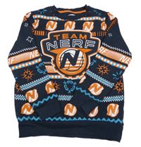 Tmavomodrá vzorovaná mikina s logem - NERF NERF