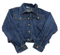 Tmavomodrá riflová crop bunda s límečkem SENSINO