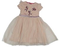 Broskvové šaty s Minnie a tylem a volánky Disney