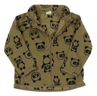 Hnědá fleecová propínací mikina s pandami H&M