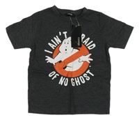 Nové - tmavošedé melírované tričko s duchem - GHOSTBUSTERS George