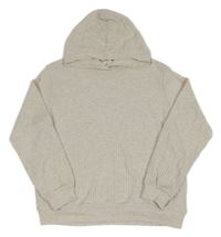 Světlebéžová melírovaná žebrovaná úpletová oversize mikina s kapucí H&M