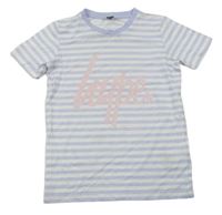Lila-bílé pruhované tričko s logem Hype 