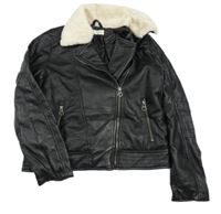 Černý koženkový zateplený křivák Mango