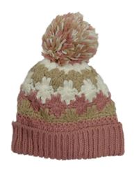 Starorůžovo-smetanovo-hnědá vzorovaná pletená čepice s bambulí Next