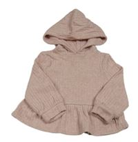 Růžová žebrovaná úpletová mikina s kapucí Peacocks