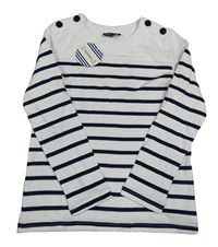 Nové - Bílo-tmavomodré triko s pruhy