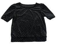 Černé puntíkaté třpytivé sametové tričko Dunnes
