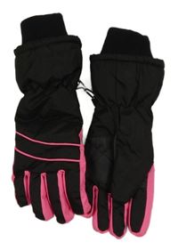 Černo-neonově růžové šusťákové zimní prstové funkční rukavice Crivit