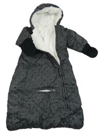 Tmavokhaki vzorovaný šusťákový zateplený fusak do autosedačky s kapucí Zeeman