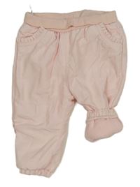 Světlerůžové šusťákové zateplené kalhoty s úpletovým pasem C&A