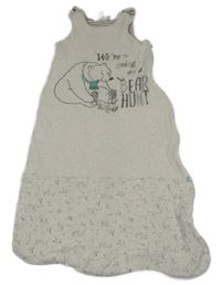 Béžový melírovaný zateplený spací pytel s medvědy