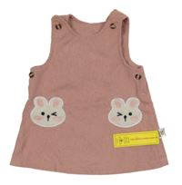 Nové - Starorůžové žebrované laclové šaty s králíky Shein