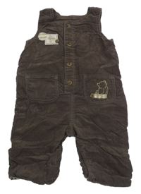 Hnědé manšestrové zateplené laclové kalhoty s Púem Disney