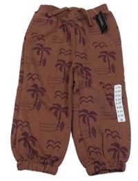 Nové - Hnědé tepláky s palmami Dunnes