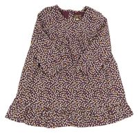 Vínové bavlněné šaty s listy TCM